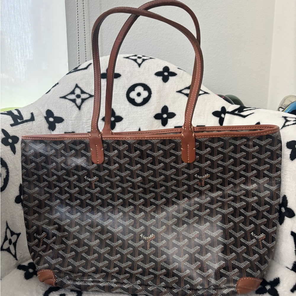 Goyard Artois Tote Coated Canvas PM Black & Tan
